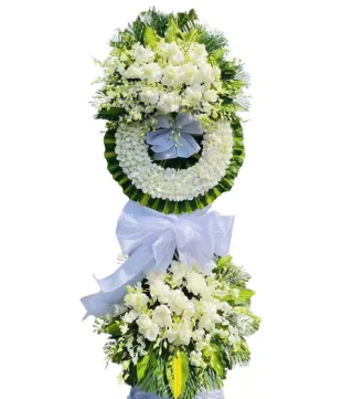 Kính Tiễn – kệ hoa phân ưu trắng vàng · 0358